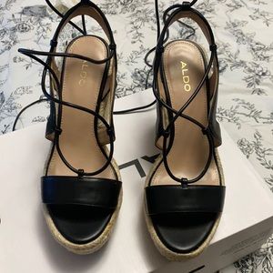 Aldo lace up open toes wedges
